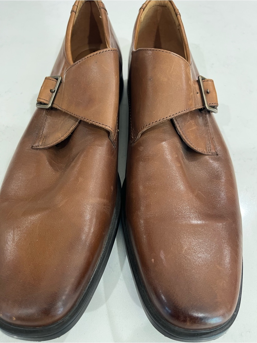 Clarks Tan Leather Single Monk Strap Loafers